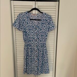 Blue Floral Button-Down Dress